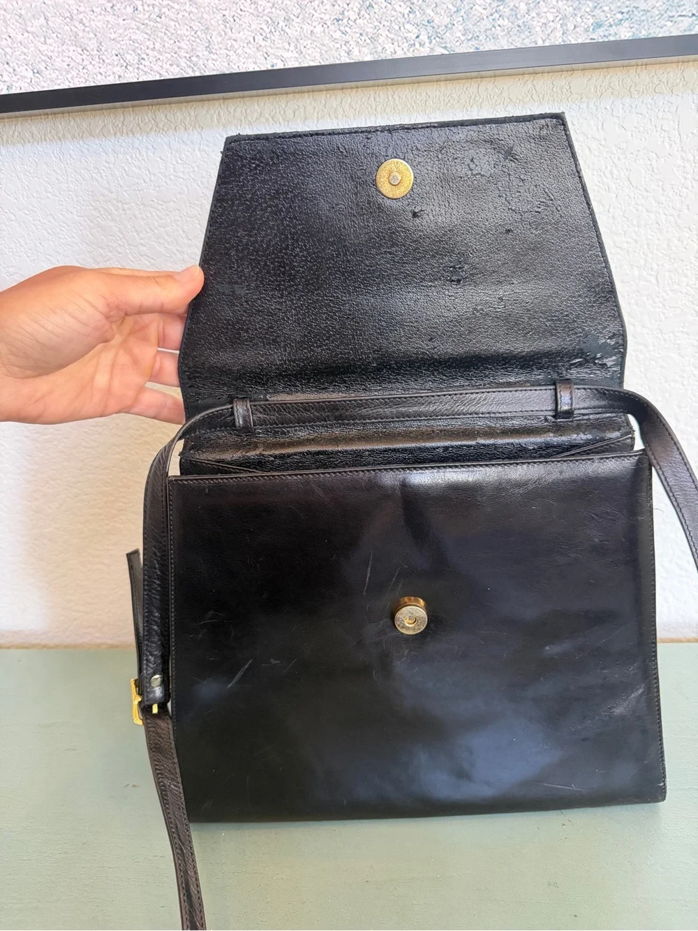 Vintage Perry Ellis Portfolio Crossbody Satchel with Croc-Textured Panel